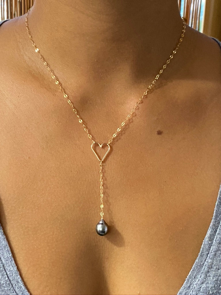 Floating Heart with Tahitian Pearl