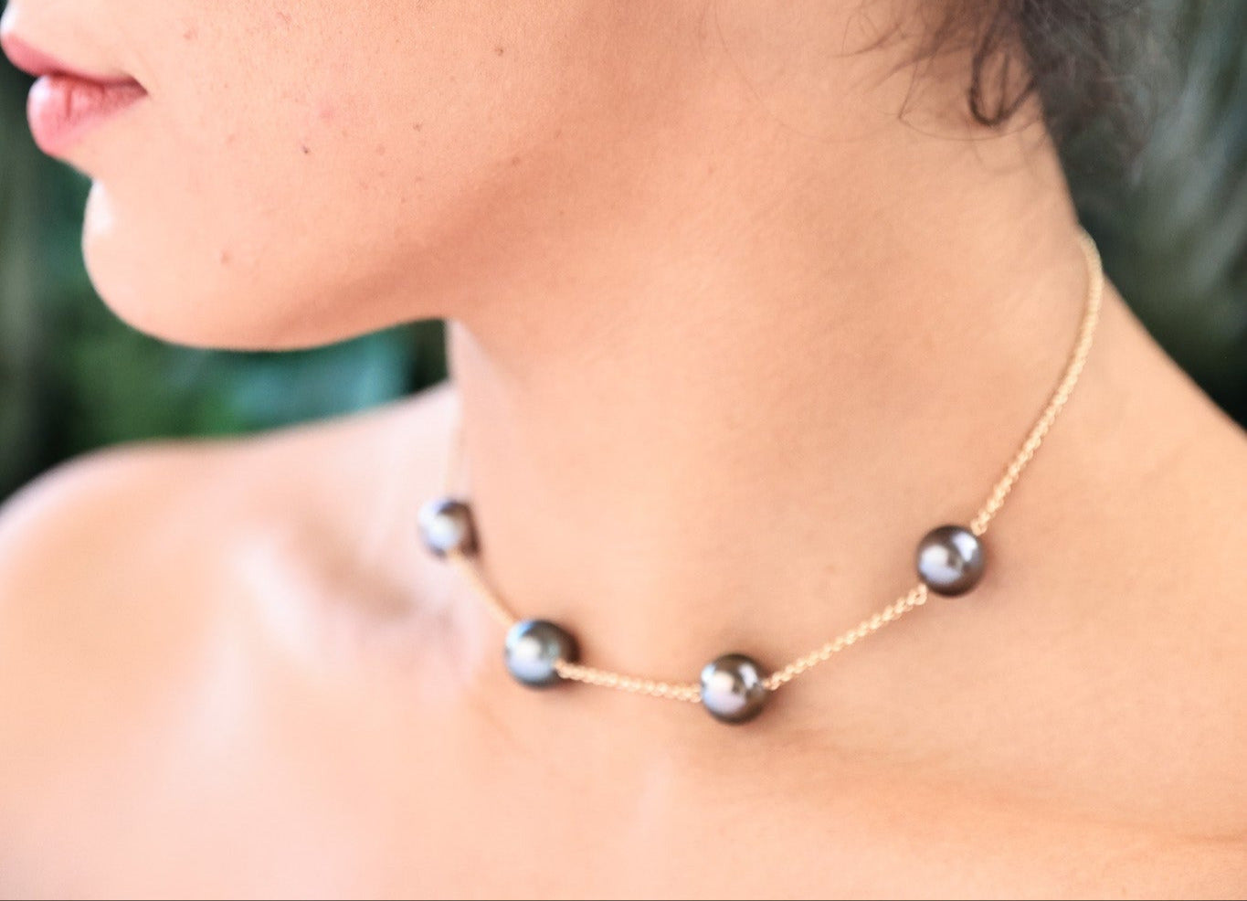 Tahitian Pearl & Pua Melia Stud Earrings | 14KT Gold & Diamonds