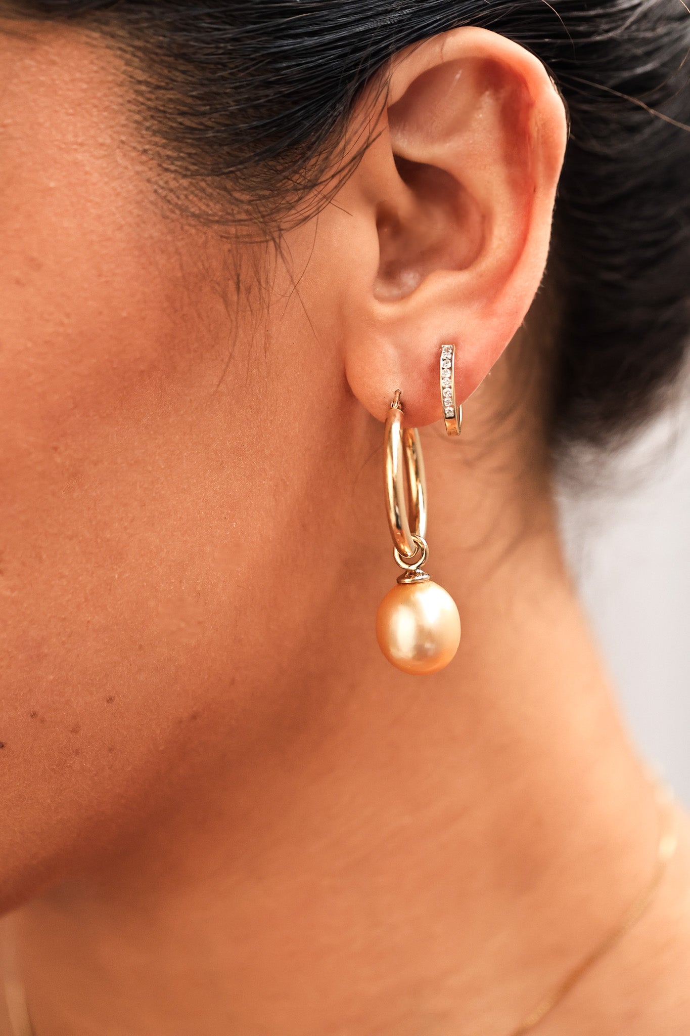 14kt Diamond Interchangable Pearl Earrings