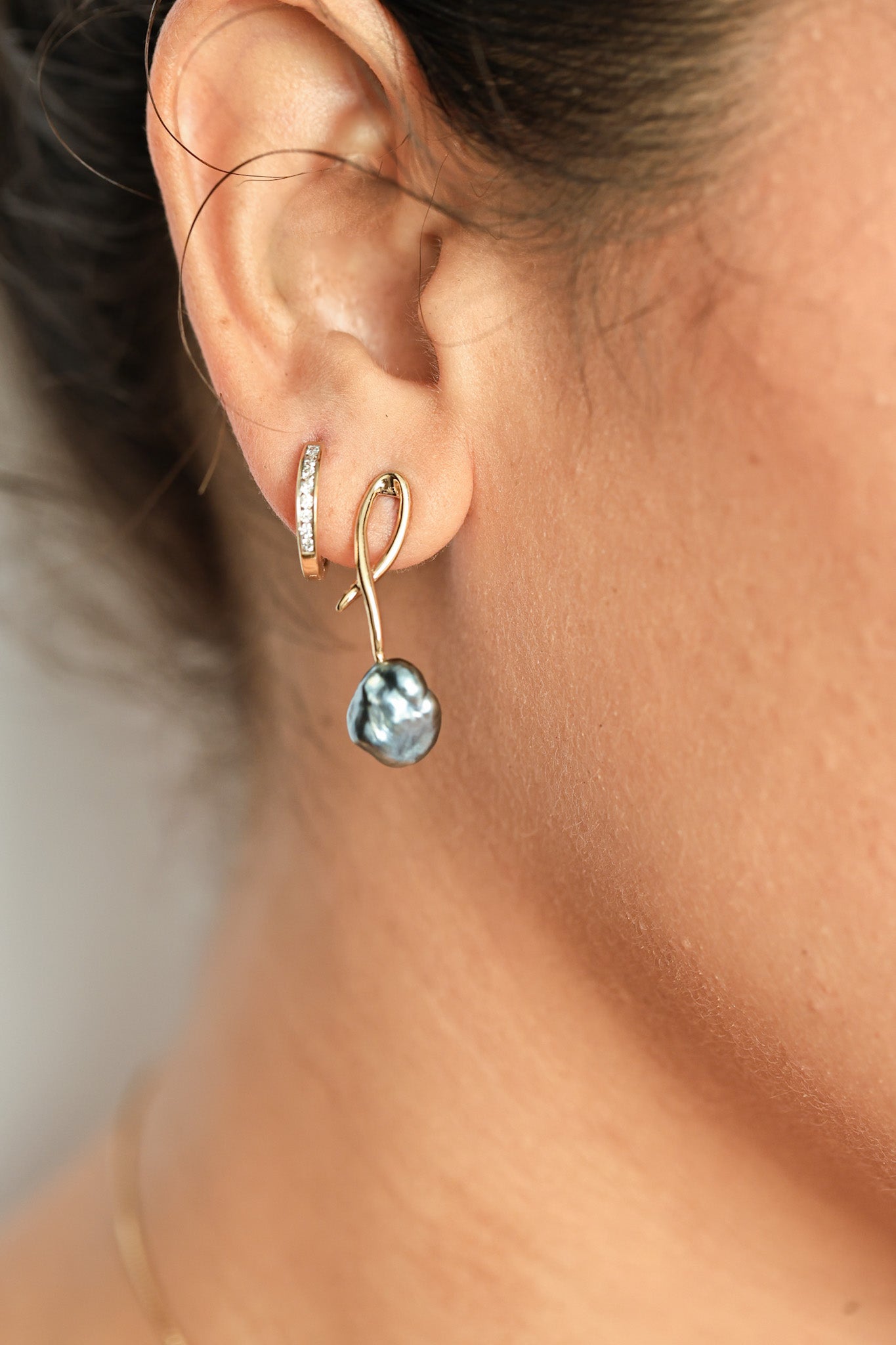 14KT Gold Keshi Earrings - One of a Kind
