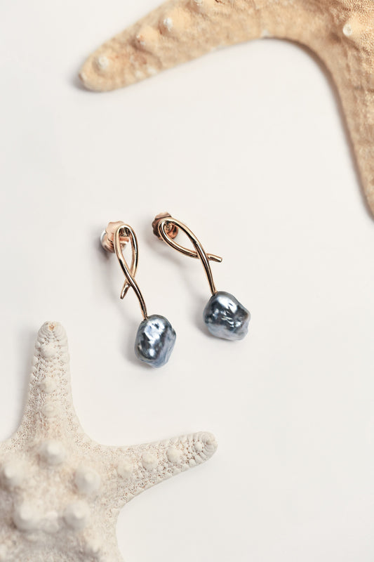 14KT Gold Keshi Earrings - One of a Kind