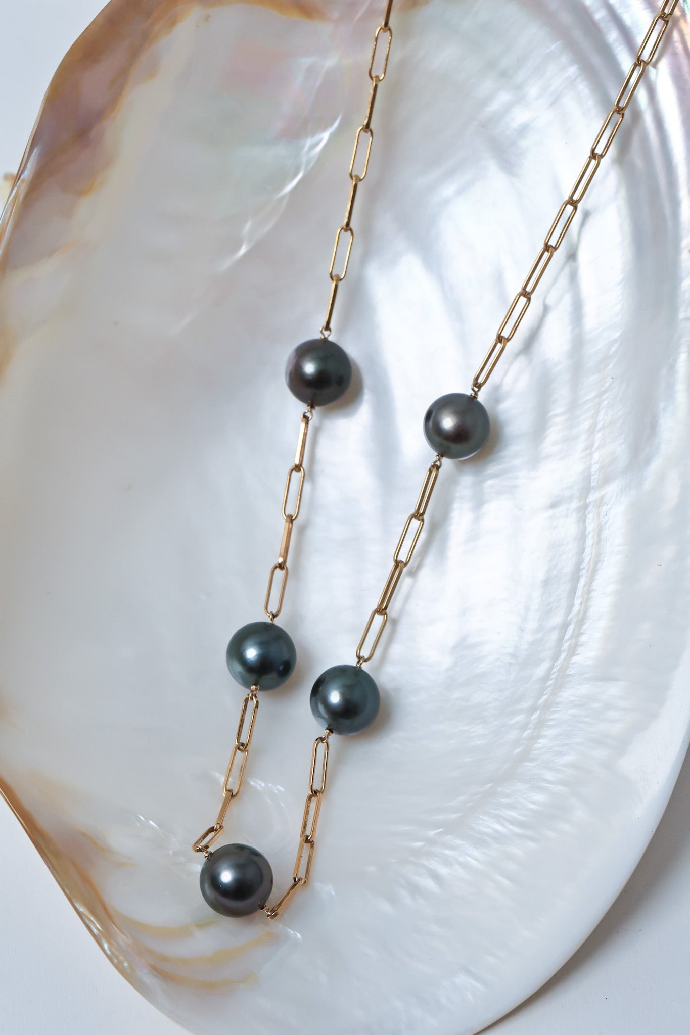 5 Pearl Station Necklace 20"
