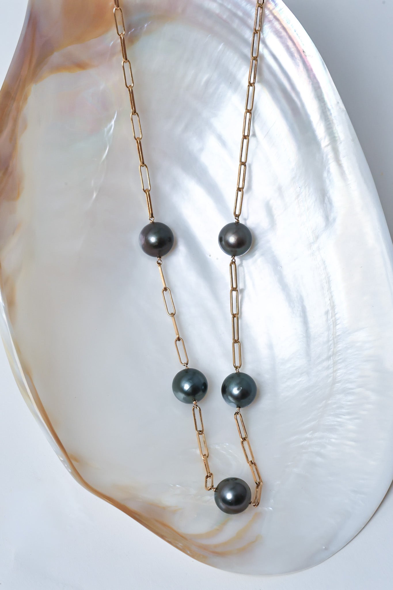 5 Pearl Station Necklace 20"
