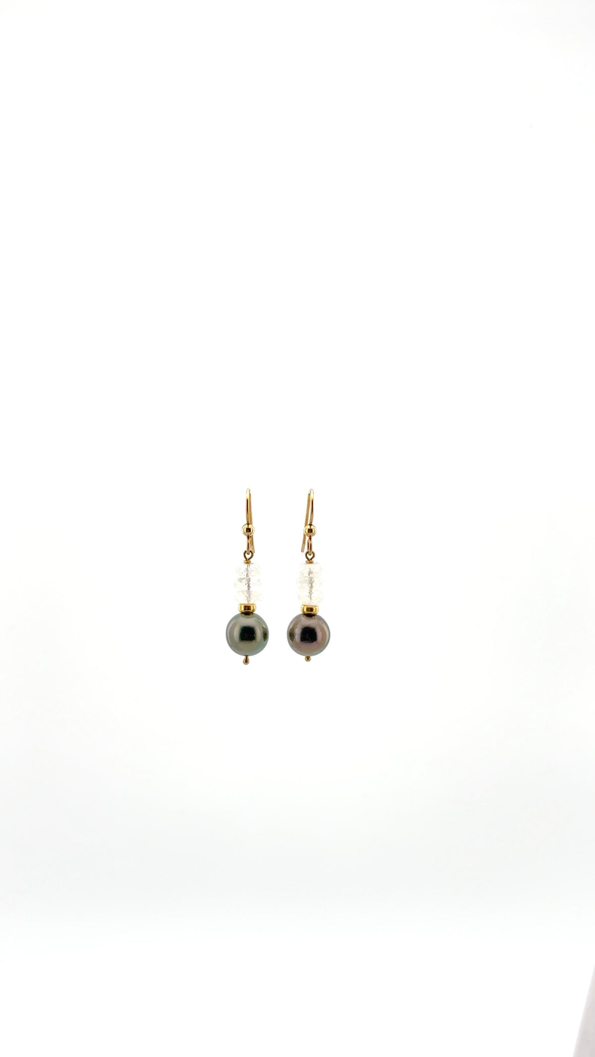 Moonstone and Tahitian Pearl Earrings