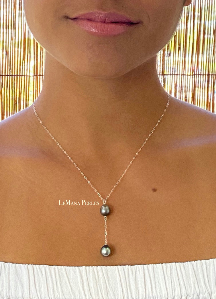 Tahitian Pearl 2 Drop Necklace