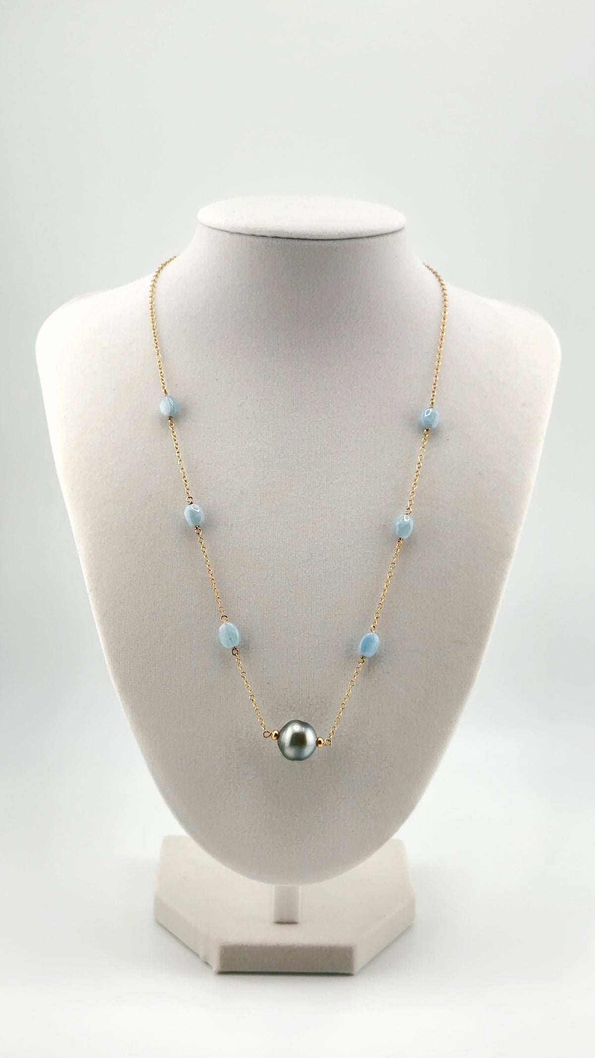 Aquamarine Station Necklace
