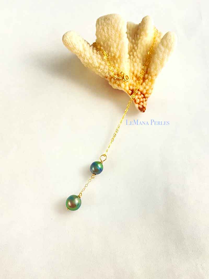 Tahitian Pearl 2 Drop Necklace