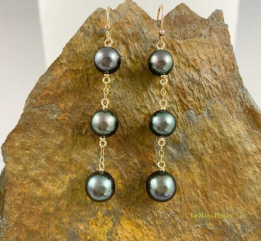 Three Drop Tahitian Pearl Earring