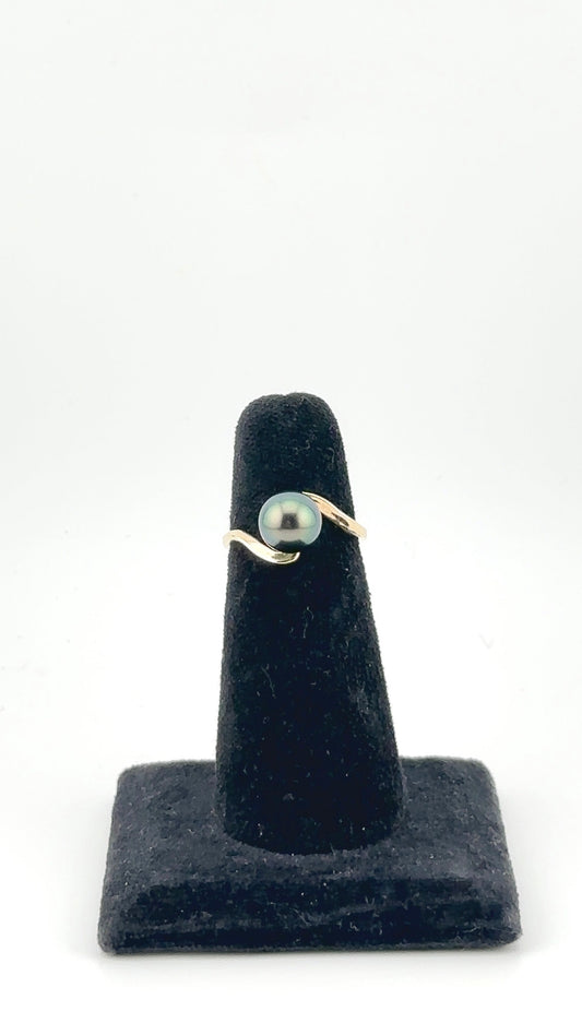 14kt Tahitian Pearl Twist Ring