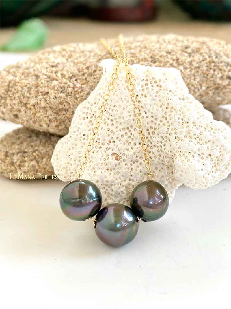 3 Tahitian Pearl Floater Necklace