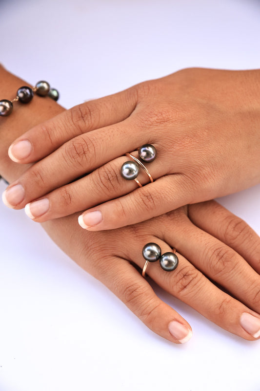 Two Tahitian Pearl Bypass Ring