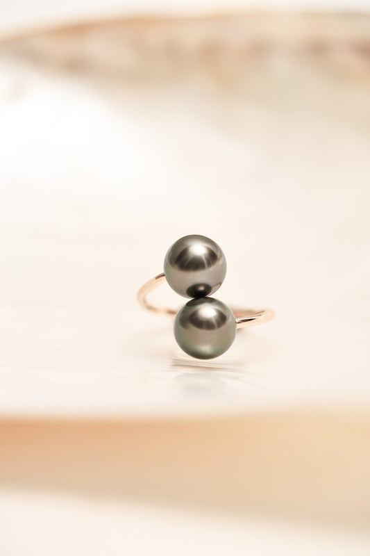 Two Tahitian Pearl Bypass Ring