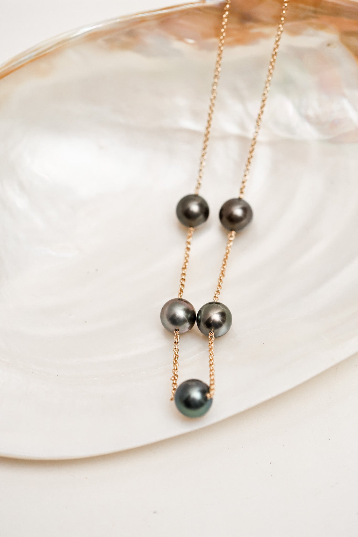 14kt 5 Pearl Station Necklace