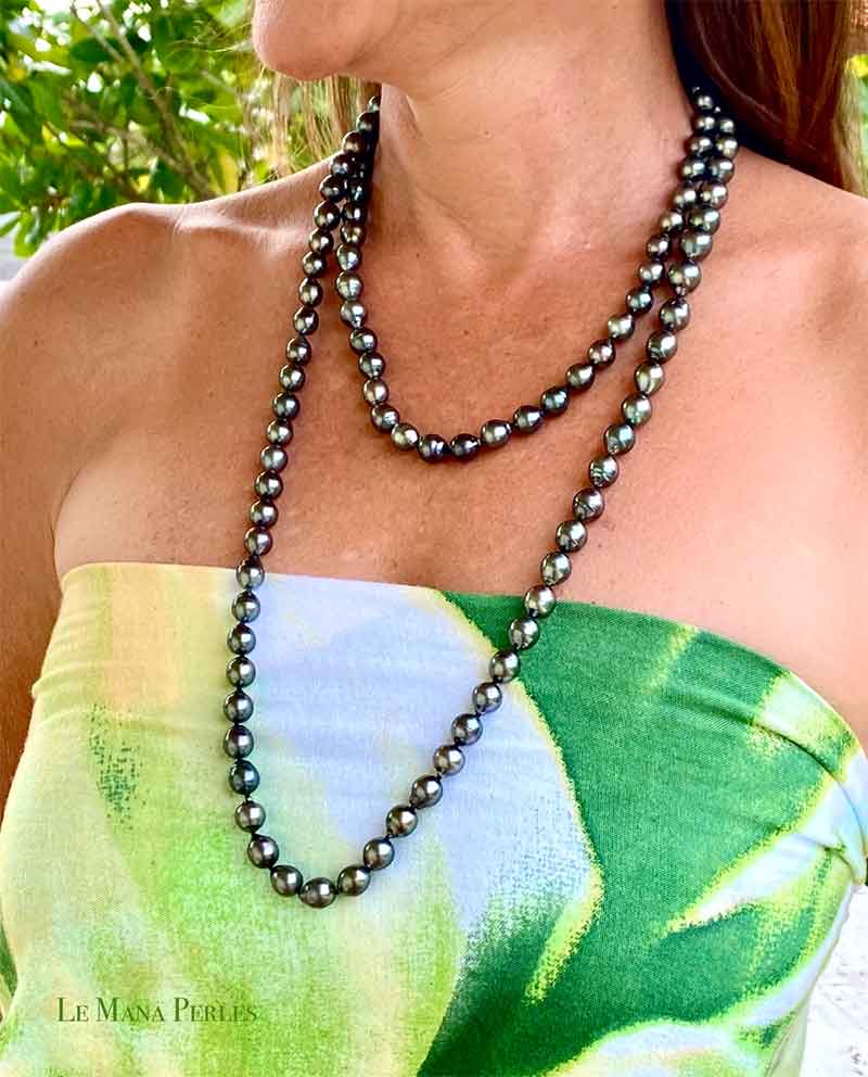 Long strand Tahitian pearl sale necklace