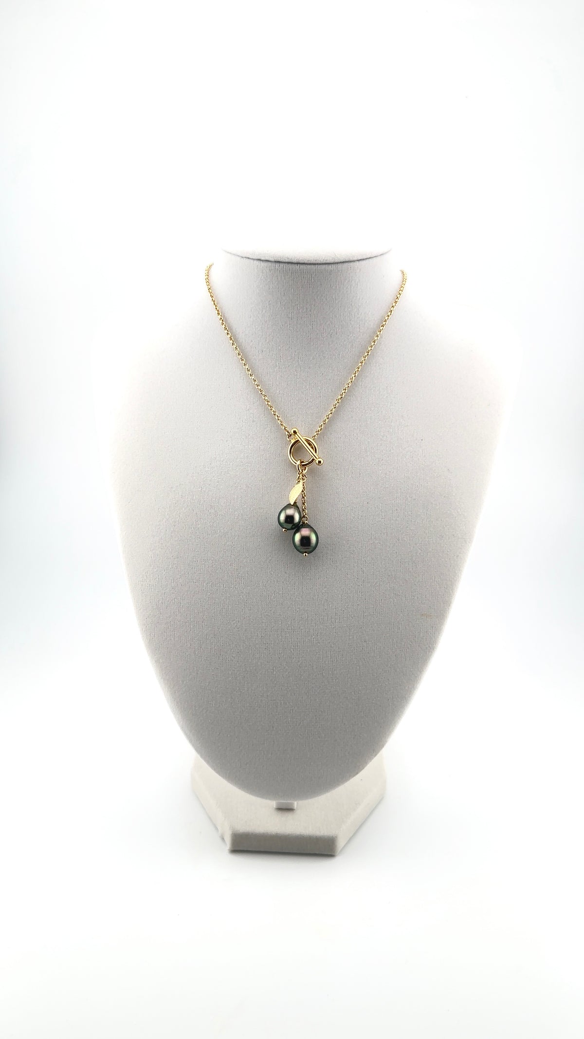Two-Drop Toggle Necklace with Feather Charm