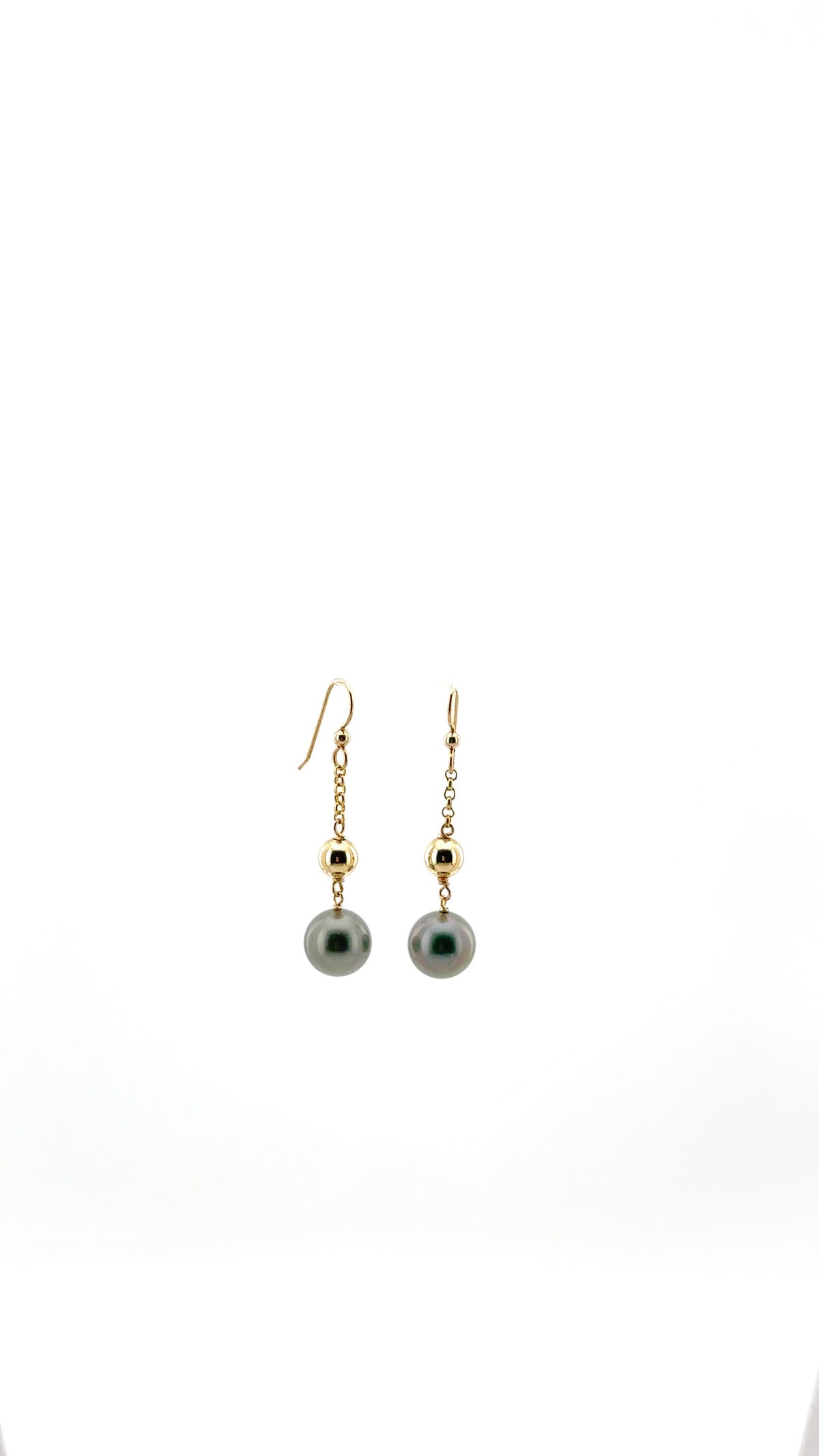 11mm 2” drop Tahitian Pearl Earrings with Gold Filled Rondel