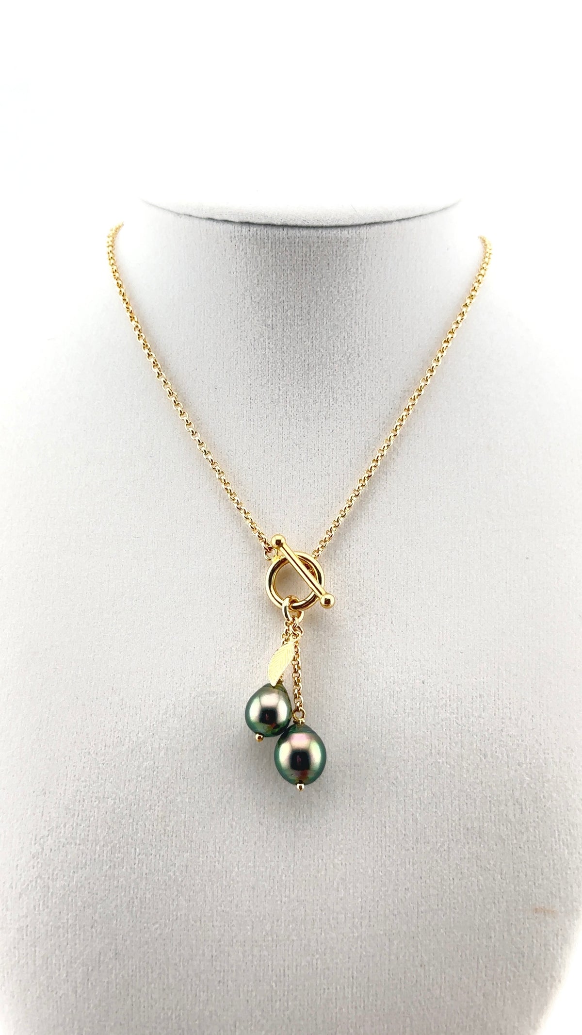 Two-Drop Toggle Necklace with Feather Charm