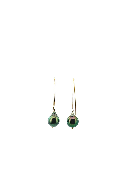 Teardrop Tahitian Pearl French Hook Earrings
