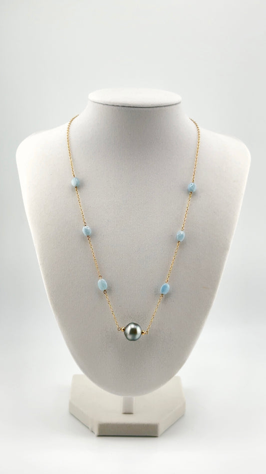 Aquamarine Station Necklace