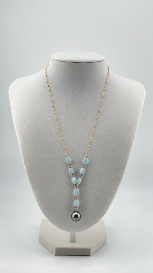 Aquamarine Teardrop Necklace