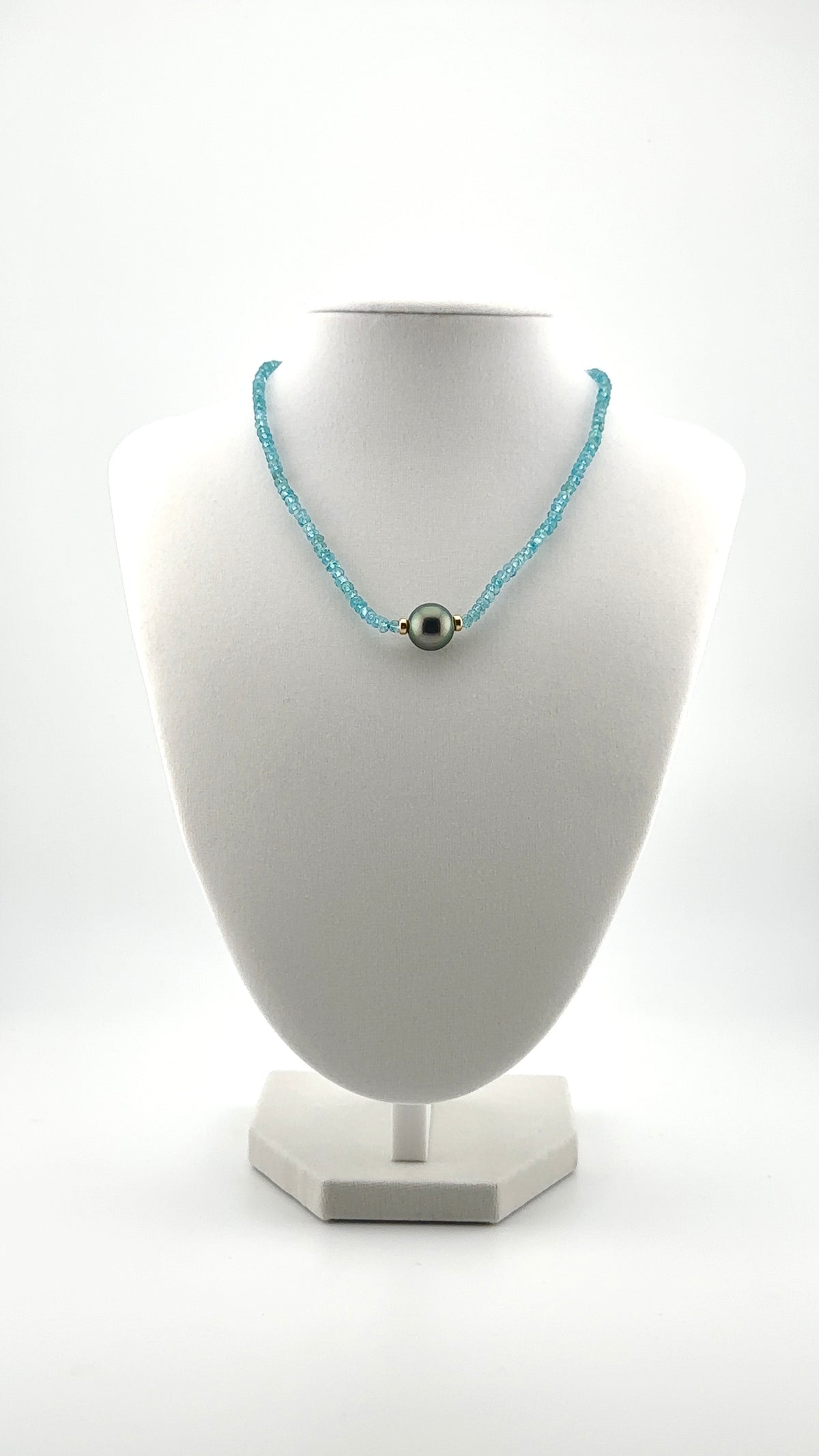 12mm Apatite Tahitian Pearl Necklace