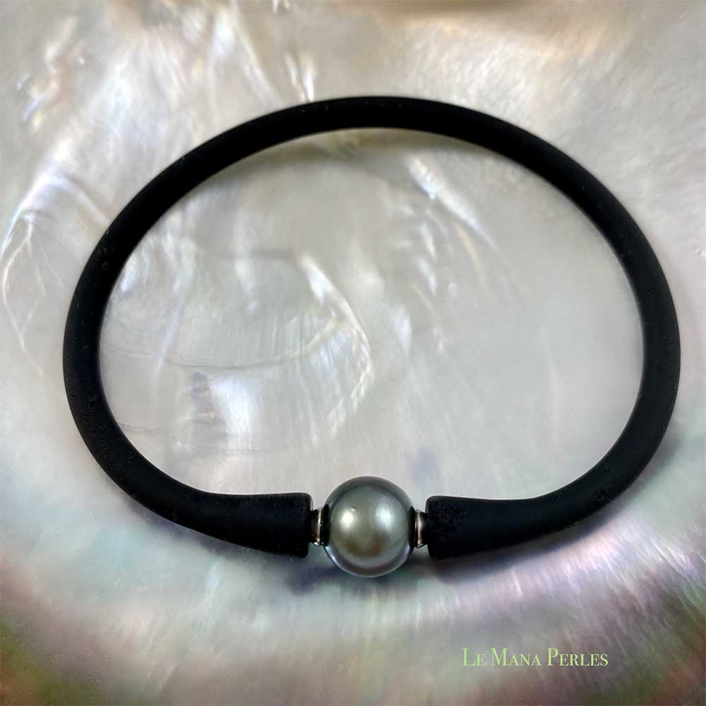 Black Silicone Pearl Bracelet